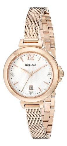 Bulova Womens 97p108 Diamond Gallery Reloj De Acero Inoxidab