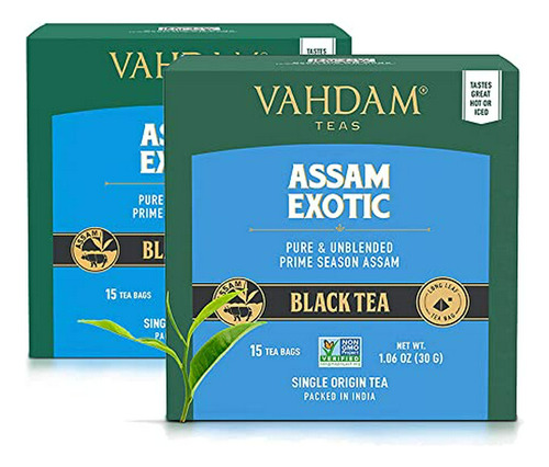 Vahdam, Bolsas De Té Negro Assam (30 Unidades) Alto En Cafeí