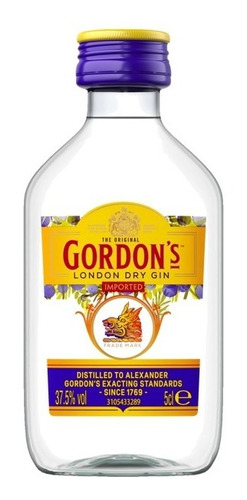 Miniatura Gordon's London Dry Gin 50ml Original Lacrado