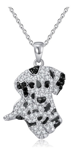 Collar Dálmata Plata 925 Con Colgante Ajustable Para Perro