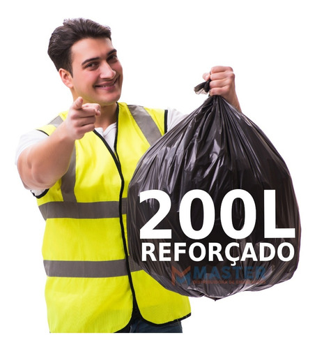 Imagem 1 de 6 de Saco De Lixo 200 Litros Preto Reforçado 100 Unid  Fabricant