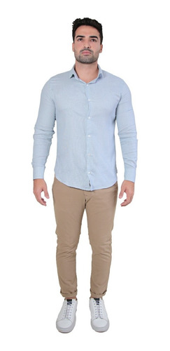 Imagem 3 de 6 de Camisa Social Ml Super Slim Maquinetada