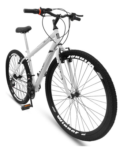 Mountain bike Ello Bike Velox aro 26 21v freios v-brakes câmbios Ltx cor branco/preto com descanso lateral