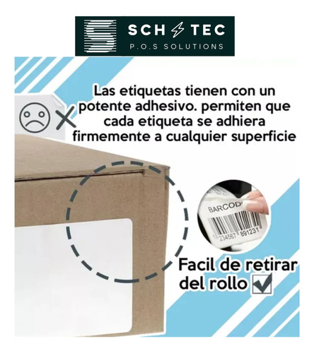 Rollo De Etiquetas Adhesivas 100x100 Impresoras Térmicas Blanco Blanco