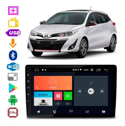 Multimidia Toyota Yaris 2018 A 2021 9 Pol Bt Usb Android App