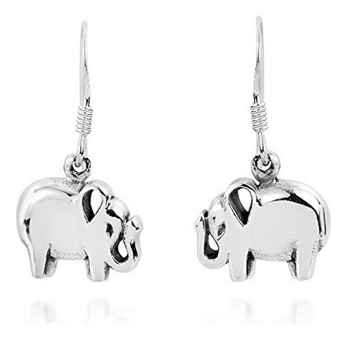 Pendientes De Plata De Ley .925 Con Encantador Elefante Tail