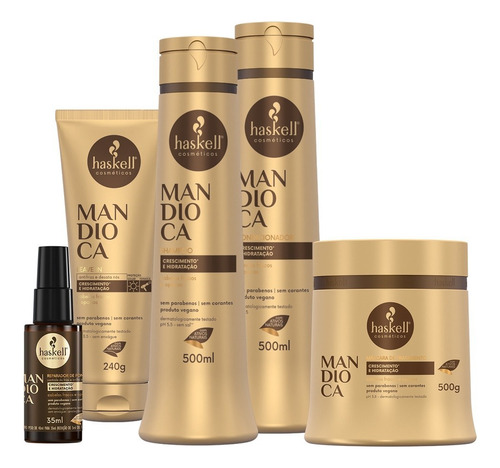 Mandioca Haskell Kit Shampoo Cond Másc Leave In Rep Pontas