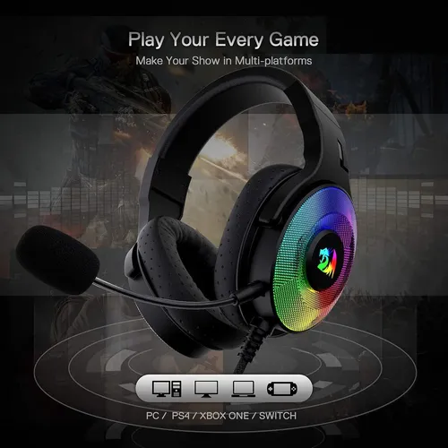 Auriculares Para Juegos Con Cable Redragon H350 Rgb, Respald
