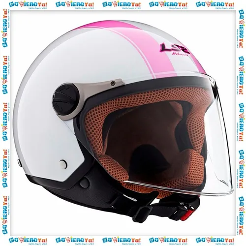 Casco Moto Abierto Mujer Ls2 Oficial Of560 Elite Blanco Rosa