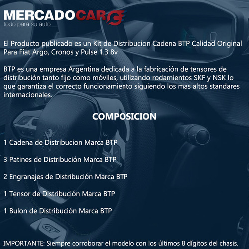 Cadena De Distribucion Btp Fiat Argo Drive 1.3 8v 2018