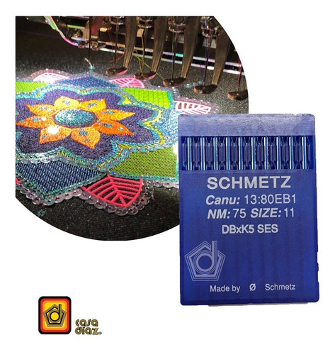 Agujas Schmetz P/ Bordadora Industrial, Punta D Bola Ses/ffg