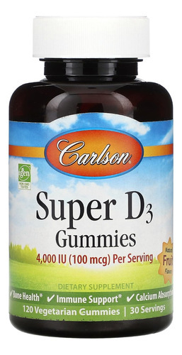 Carlson Labs Super D3 100mcg 120 Gomitas Sabor Frutas