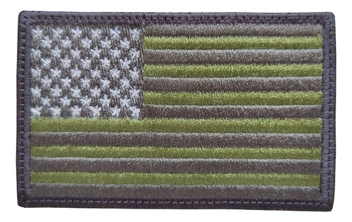 Bandera Usa Estados Unidos Tactica Gris Con Verde 8x5 Cms