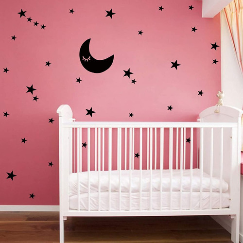 Imagen 2 de 4 de Luna Estrellas 124 Figuras Adhesivas Diseño Infantil Niños