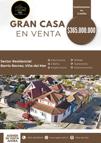 Se Vende Amplia Casa En Viña Del Mar