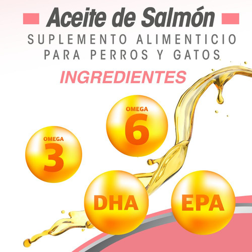 Aceite De Salmón Omega 3 Y 6 Para Perros Y Gatos 490 Ml