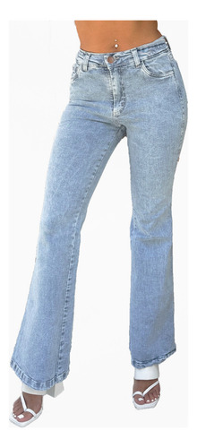 Jean Oxford Celeste Mujer Elastizado Tiro Medio Ktl Denim