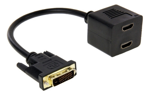 Divisor Dvi Negro De 24+1 Pines Macho A 2 X Hdmi Hembra C De