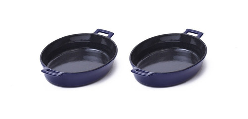 Set 3 Pz Gourmet Lafont Olla Cazuelas Oval Hierro Esmaltado Color Azul