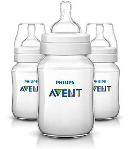 Philips Avent Biberones Anticólicos Transparentes, 9 Oz 3 Pi