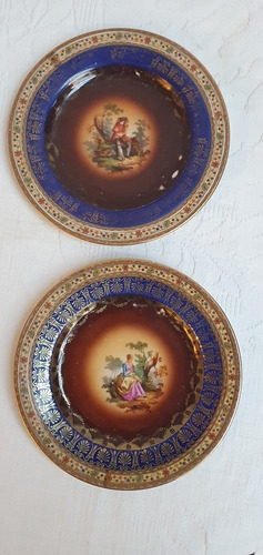 Par De Platos Porcelana Viejo Viena