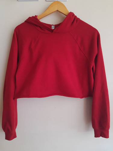 Buzo H&m Rojo Tomate Xs Crop Con Capucha Mujer