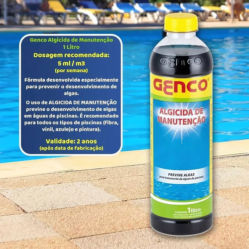 Kit Piscina Genfloc Clarifica + Algicida Manutenção 1l Genco