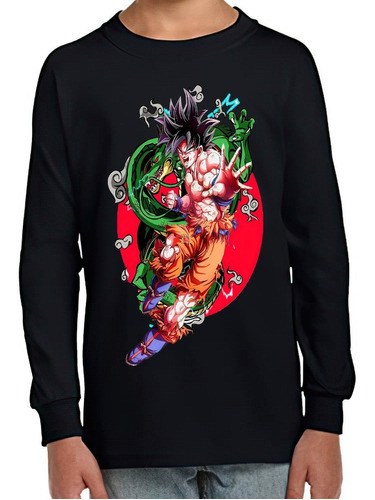 Polera Manga Larga Niño Goku Dragón Ball Super 100% Algodón