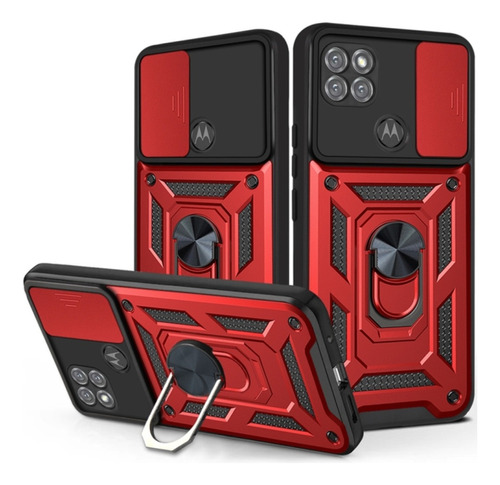Funda Para Motorola G9 Power Holder Protector Camara Rojo
