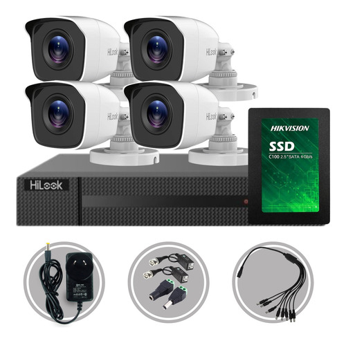 Kit Seguridad Dvr 4ch Hikvision 4k + 4 Camaras 5mp + Disco