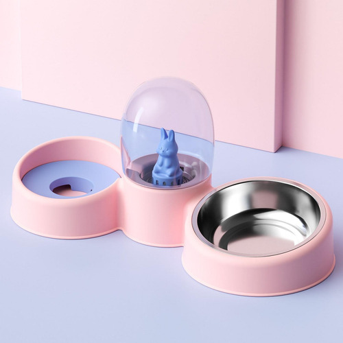 Imagen 6 de 8 de Dispensador Automático De Alimentos Para Mascotas Rosa