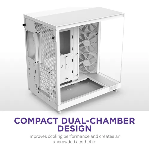 Nzxt H6 Flow | Cc-h61fw-01 | Compact Dual-chamber Mid-tow...