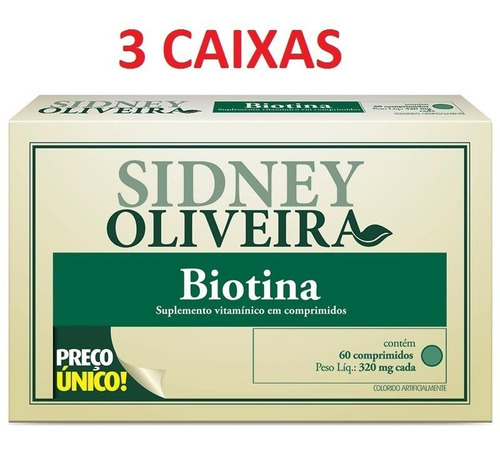 Biotina 30mg Sidney Oliveira 180 Cápsulas Original 3 Caixas