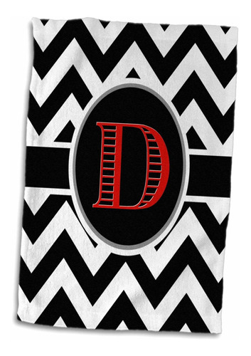 3d Rose Black And White Chevron Monogram Red Initial D ...