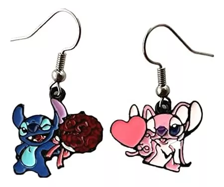 Disney-pendientes colgantes de Lilo & Stitch para mujer y niña