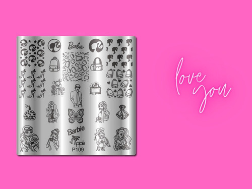 Imagem 3 de 7 de Placas Para Carimbos De Unhas Apipila P 109 Barbie