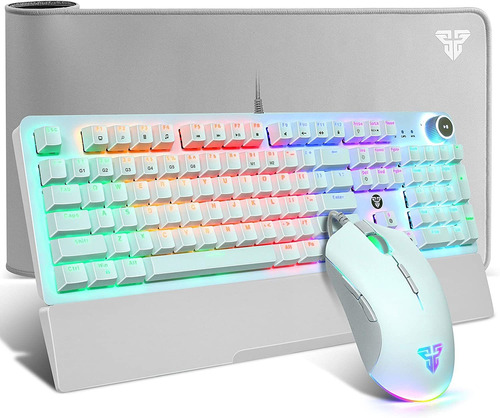 Kit Teclado Mouse Y Mouse Pad Rgb Gamer Fantech Blanco