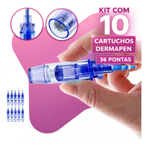 Kit 10 Cartuchos 36 Agulhas Ponteiras Dermapen Bmed