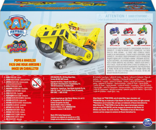 Motocicleta Moto Pups Paw Patrol Con Figura De Rubble