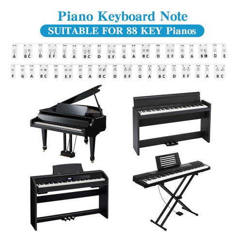Calcomanía De Notas Para Piano 2 Etiquetas De Notas De Tecla
