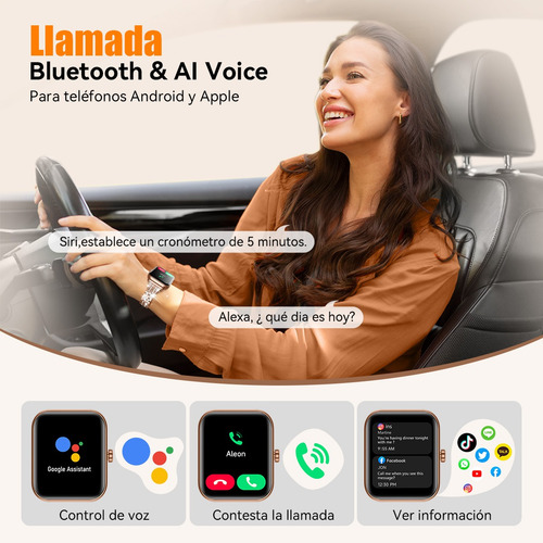 Reloj Inteligente Mujer, Smartwatch Alexa Incorporada, Smart Watch Con Llamada 1.8 Ip68 Para iPhone Android - Diamante
