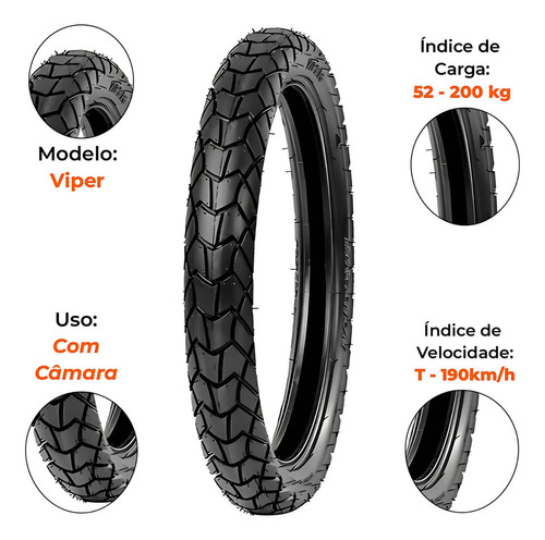 Kit Pneu Camara 90-90-19 + 110-90-17 Viper Maggion + Grapks