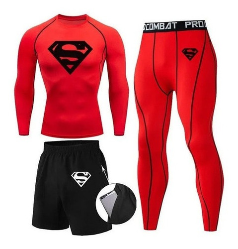 Conjunto Deportivo Super Heroes Superman Compresión 3 Piezas