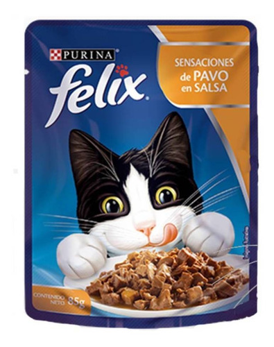 Imagen 1 de 1 de Alimento Felix Sensaciones para gato adulto sabor pavo en sobre de 85g