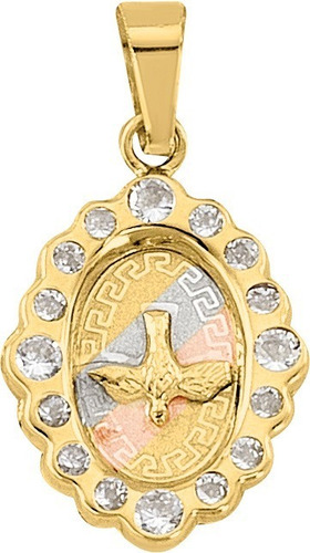Imagen 2 de 2 de Medalla Rombo 3 Col Espíritu Santo Oro 10k - 747