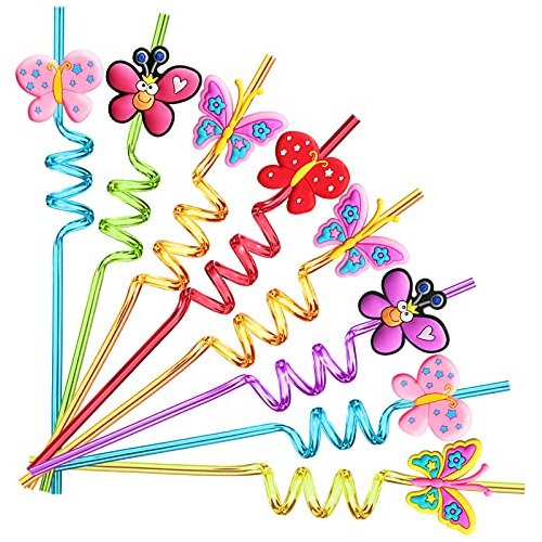 24 Butterfly Drinking Straws With 2 Pcs Straws Cleaning...
