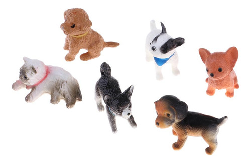 6x Figura De Cachorro Gato De Simulación En Miniatura