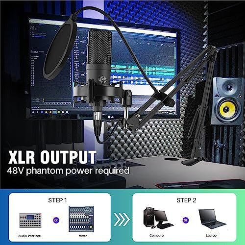Micrófono De Condensador Iqlqpq Kit De Micrófono De De Xlr