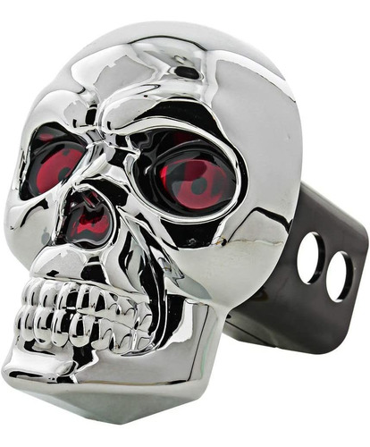 Cr018 Chrome Skull Emblem Led Light Trailer Tow Hitch R...