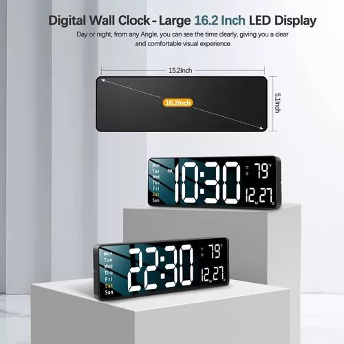 [De gran tamaño] Reloj de pared digital grande de 18 pulgadas con control  remoto, reloj digital con atenuación automática, pantalla grande con